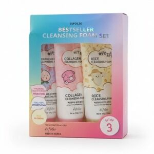Esfolio Cleansing Foam  + Collagen + Rice Set of 3 made in Korea 3.53 oz each